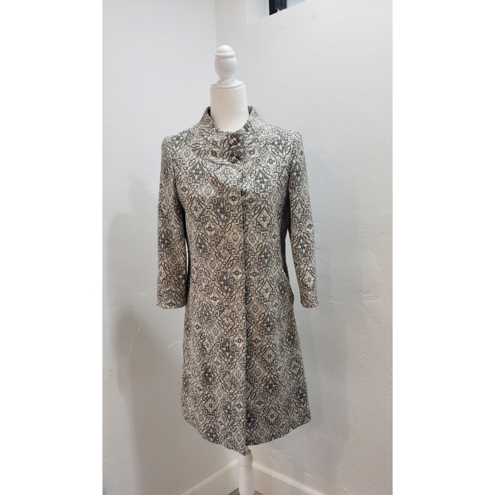 Silver white brocade coat jacket